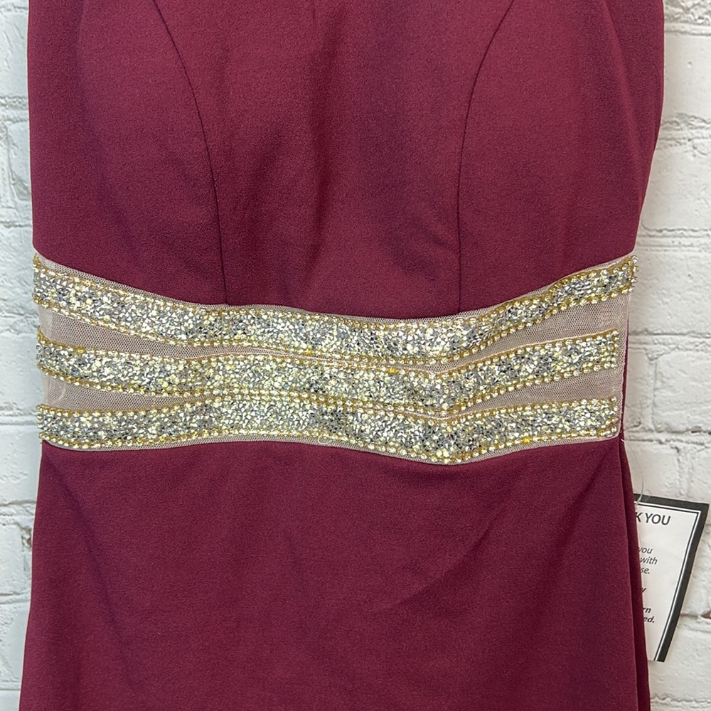Speechless Burgundy Halter Rhinestone Bodycon Dress Juniors Size 1 - Picture 4 of 7